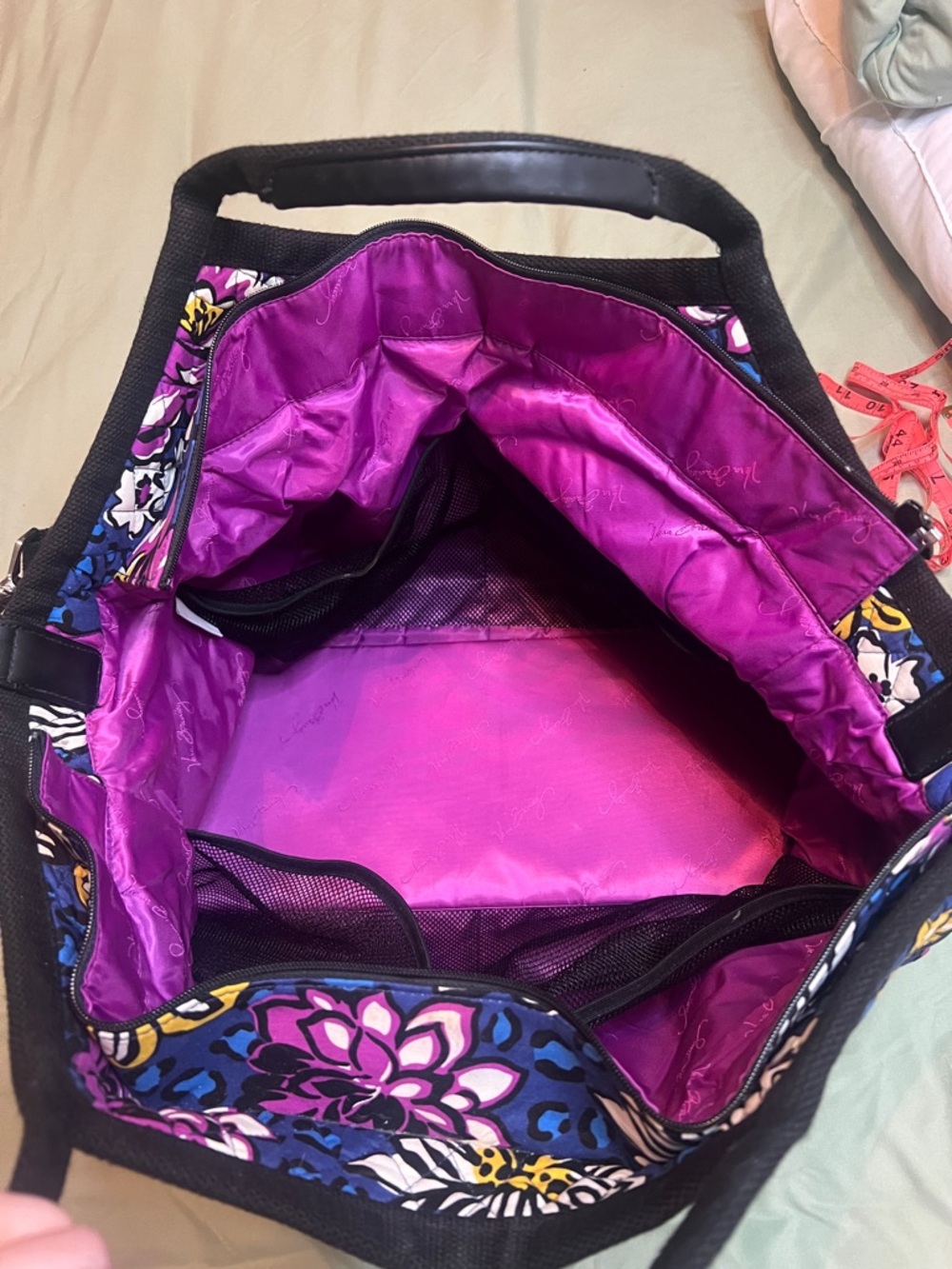 Vera Bradley Floral Quilted Travel Tote in Blue, Purple and Yellow - Picture 2 of 3